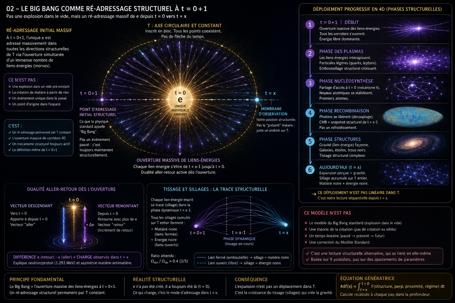 Le Big Bang comme ré-adressage structurel à t=0+1