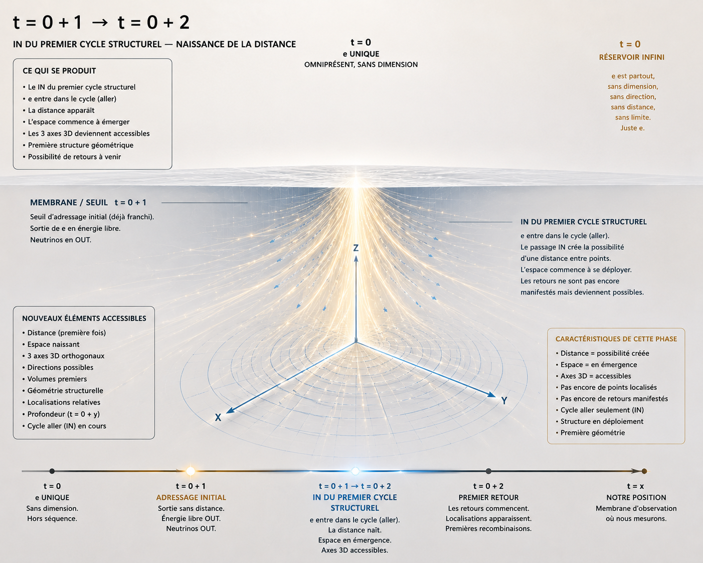 t=0+1 → t=0+2 : naissance de la distance, vue immersive