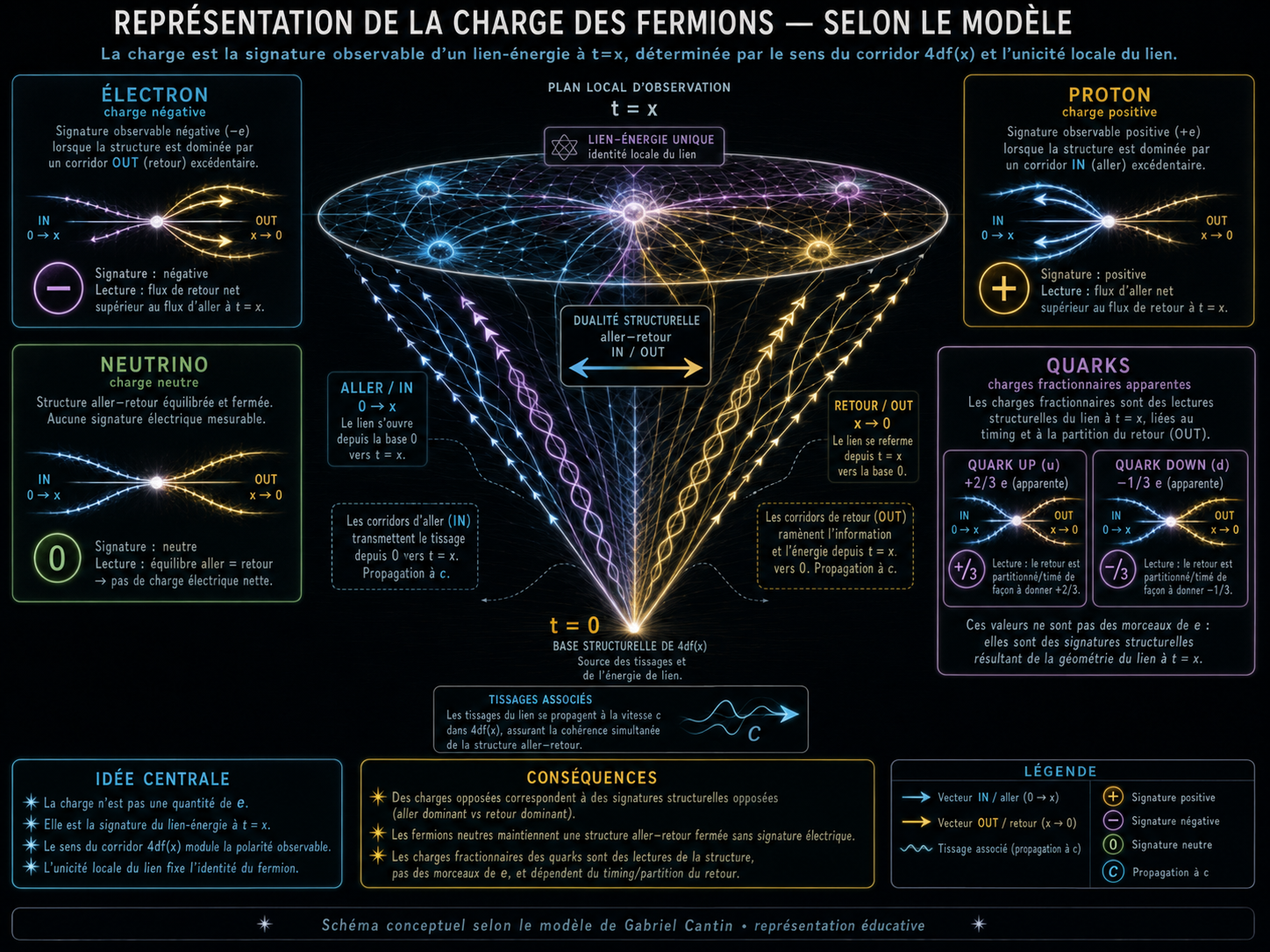 Représentation de la charge des fermions selon le modèle