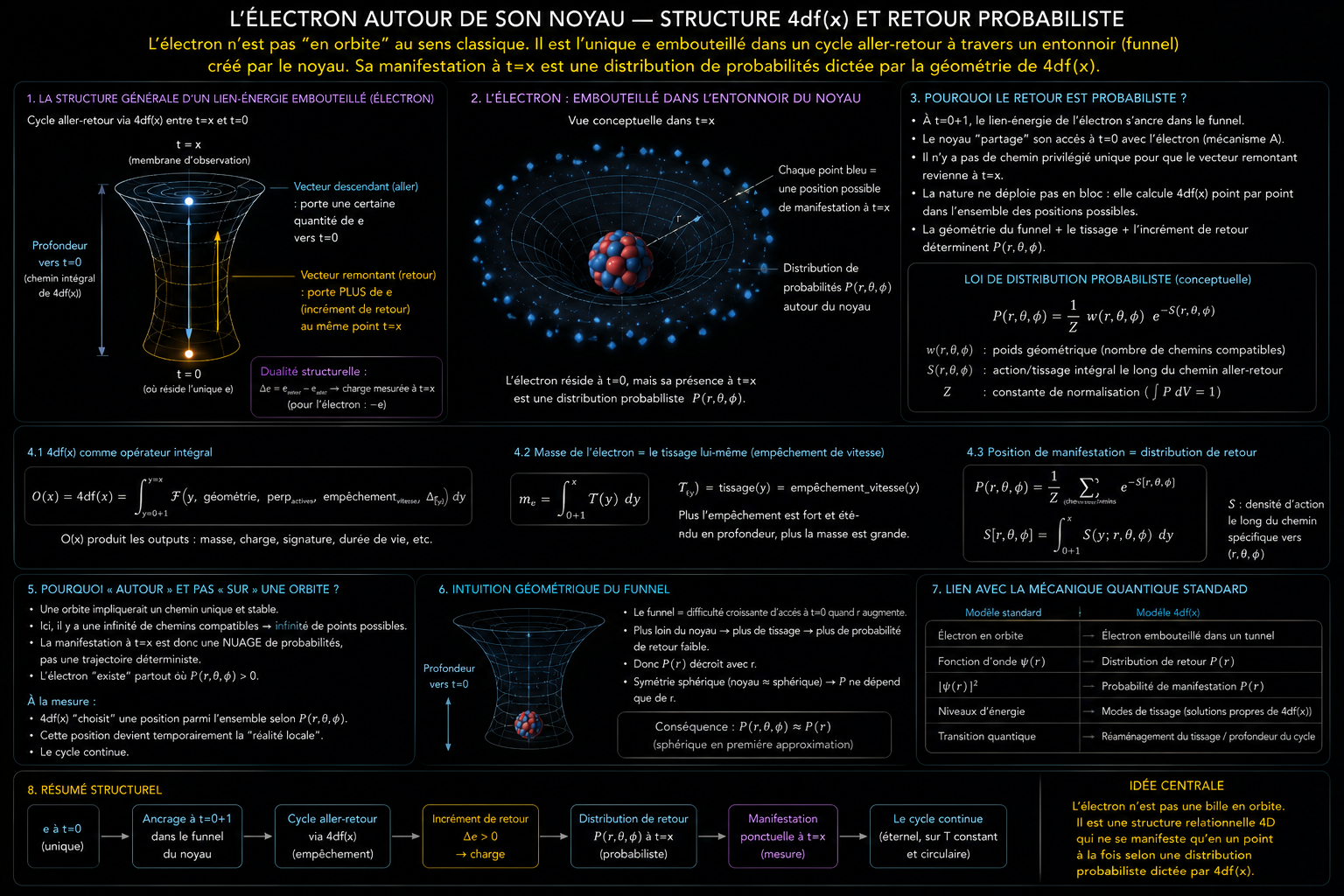 L'électron autour de son noyau : structure 4df(x) et retour probabiliste